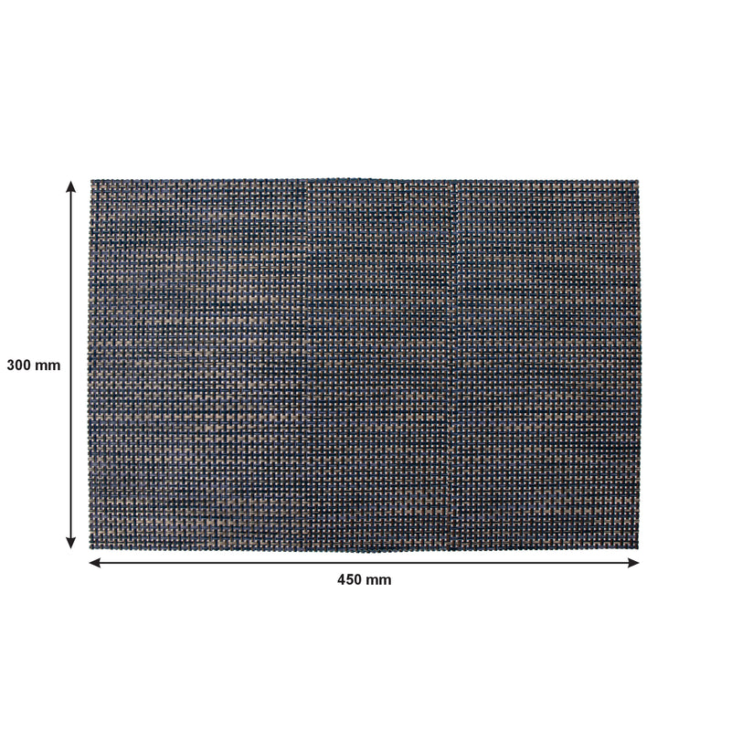 REGENT PLACE MATS WOVEN BLUE/GREY PVC, 4 PACK (300X450MM)