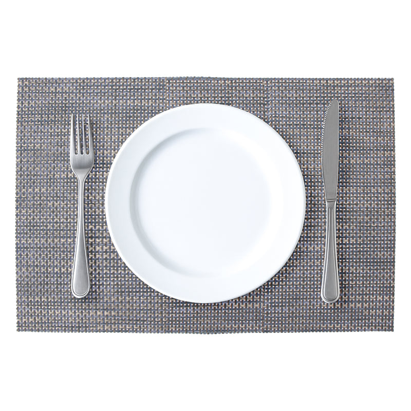 REGENT PLACE MATS WOVEN PVC BLUE/GREY 4PK, 300X450MM