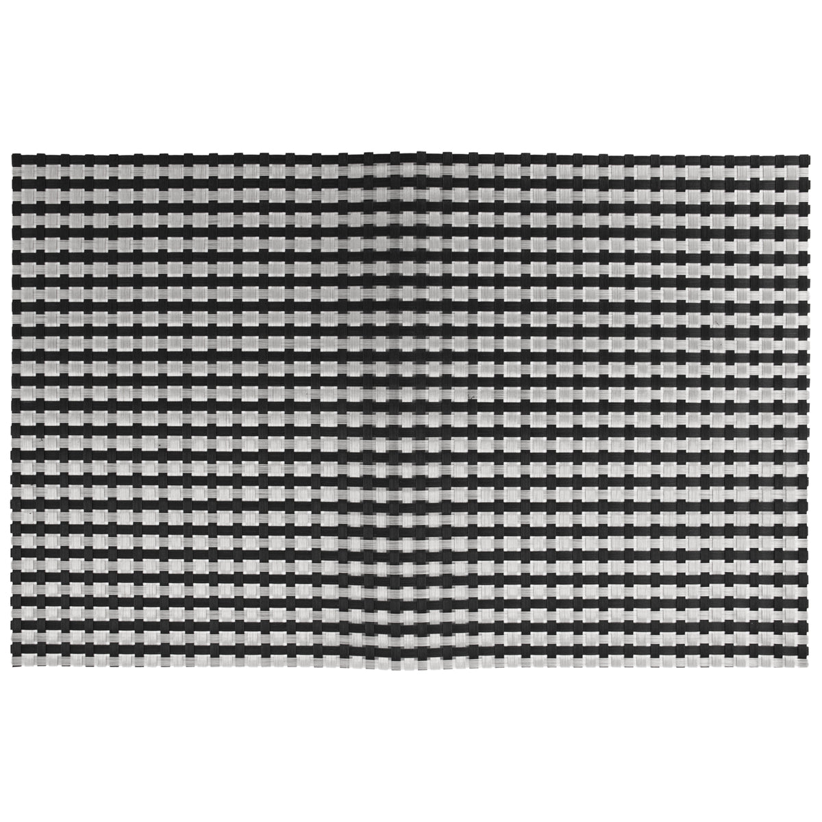 REGENT PLACE MATS WOVEN SILVER/BLACK PVC 4PK ROLL, 300X450MM
