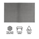 REGENT PLACE MATS WOVEN SILVER/BLACK PVC 4PK ROLL, 300X450MM