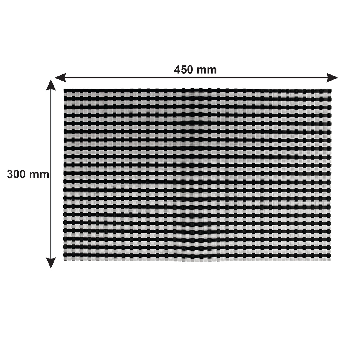 REGENT PLACE MATS WOVEN SILVER/BLACK PVC 4PK ROLL, 300X450MM