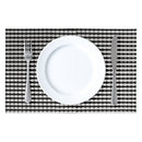 REGENT PLACE MATS WOVEN SILVER/BLACK PVC 4PK ROLL, 300X450MM