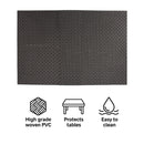 REGENT PLACE MATS WOVEN PVC BLACK 4PK ROLL, 300X450MM
