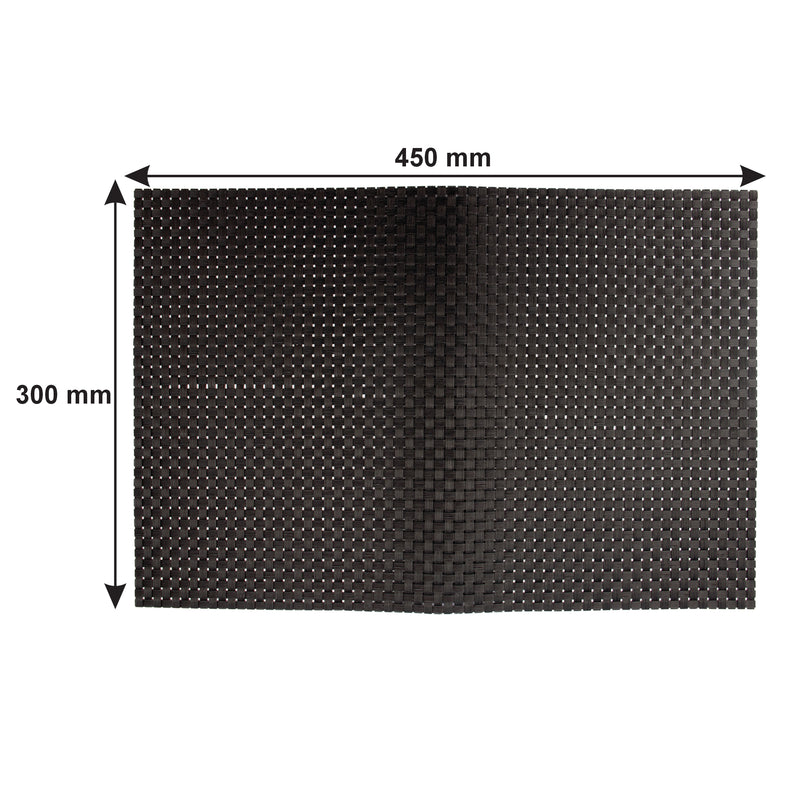 REGENT PLACE MATS WOVEN BLACK PVC, 4 PACK (300X450MM)