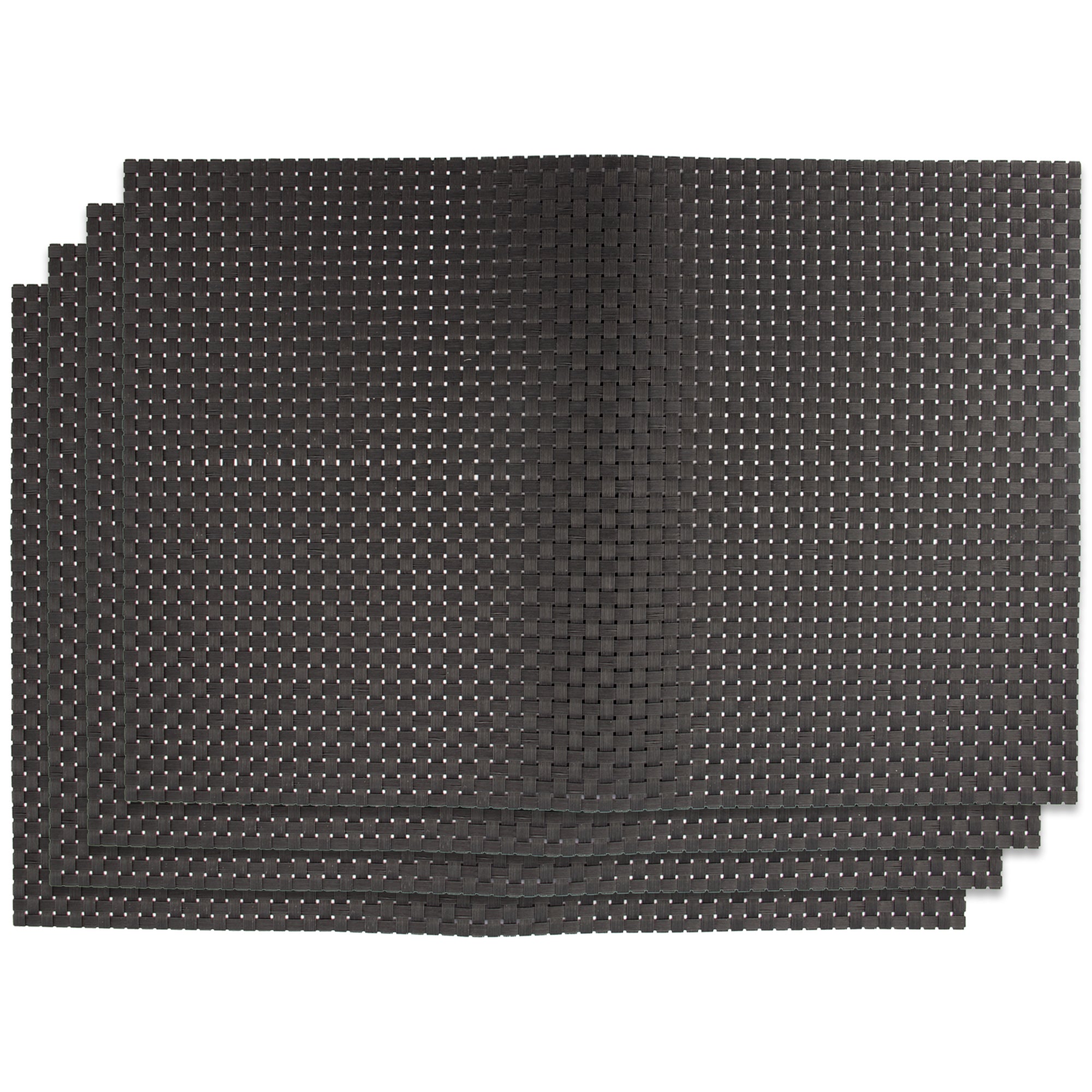 REGENT PLACE MATS WOVEN PVC BLACK 4PK ROLL, 300X450MM