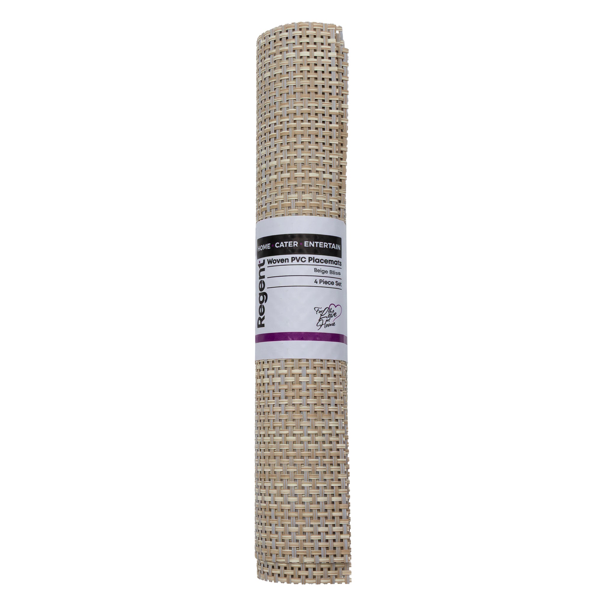 REGENT PLACE MATS WOVEN PVC BEIGE BLISS 4PK ROLL, 300X450MM