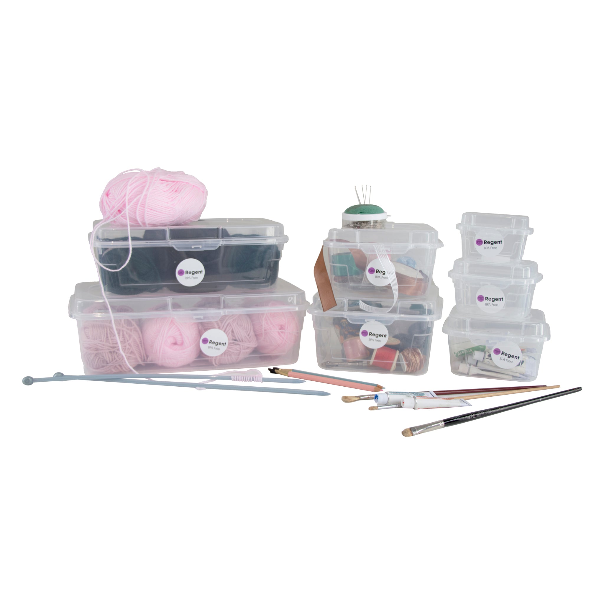 REGENT STOREAWAY PLASTIC STACK BOX CLEAR, 2.1L - 195X195X115MM