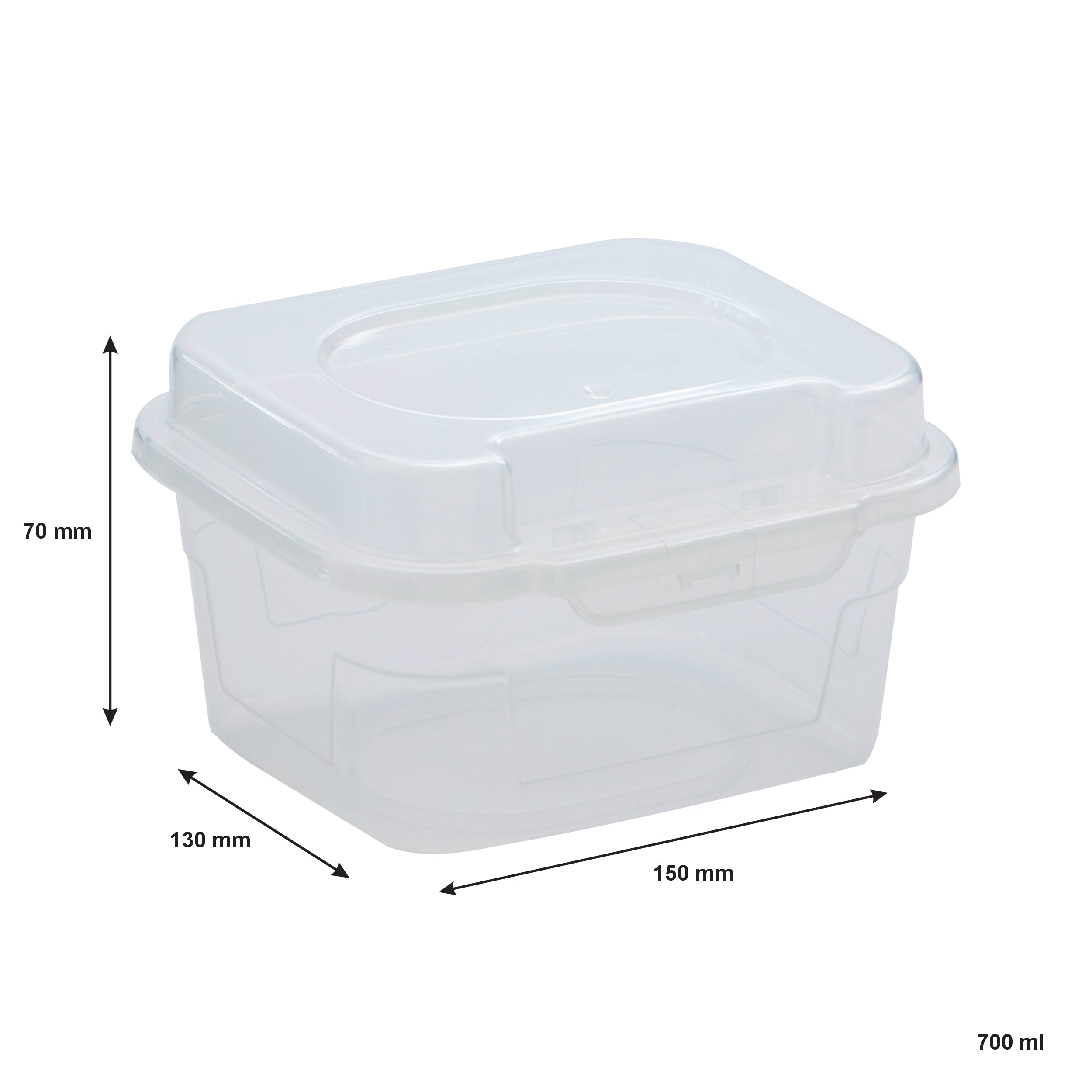 REGENT STOREAWAY PLASTIC STACK BOX CLEAR, 700ML - 130X150X70MM