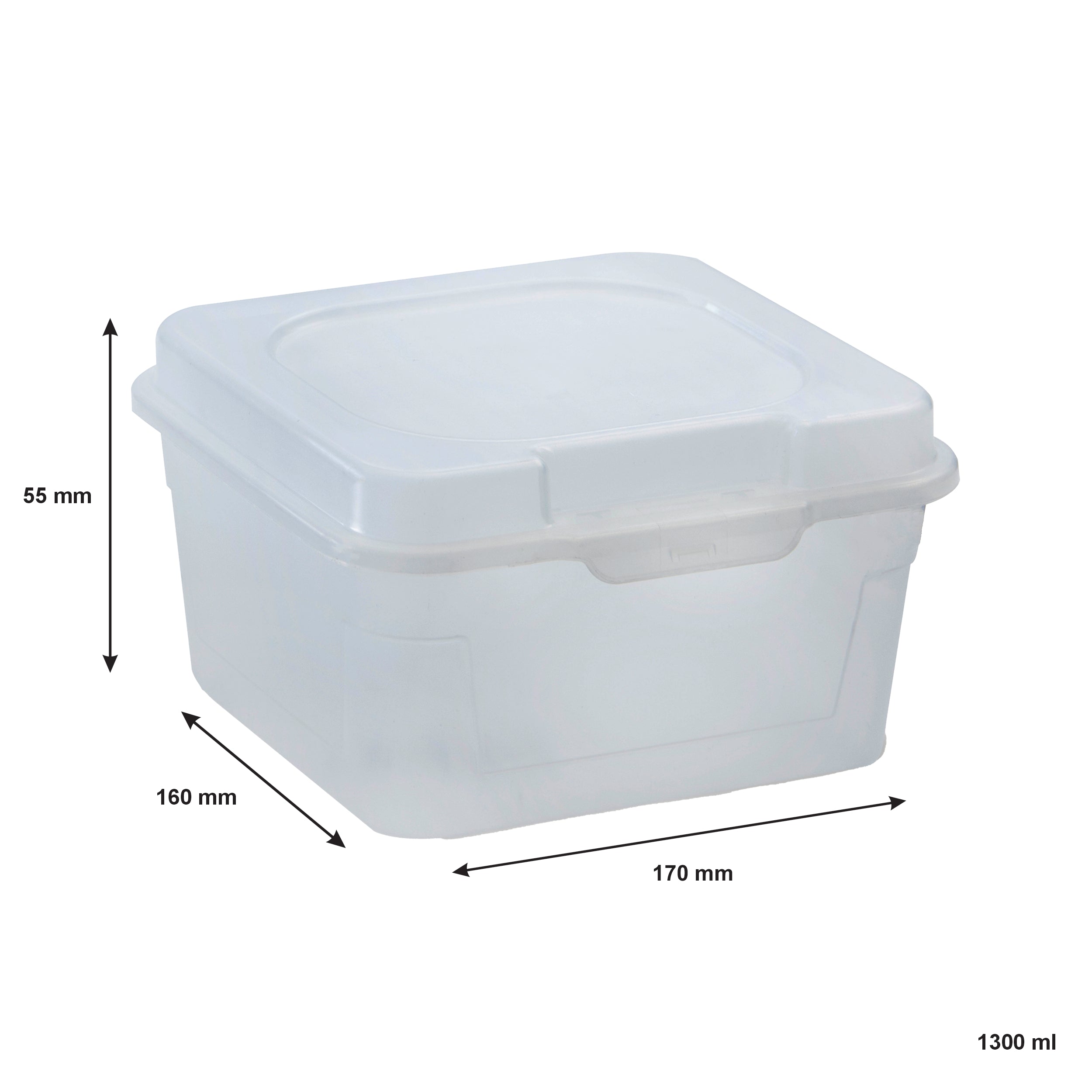 REGENT STOREAWAY PLASTIC STACK BOX CLEAR, 1.3L - 160X170X55MM