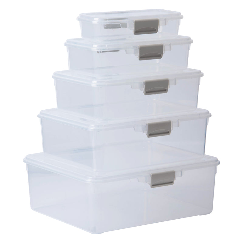 REGENT PLASTIC PINKI STORAGE BOX CLEAR & GREY, 2.2LT (240X280X80MM)