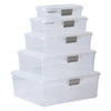 REGENT STOREAWAY PLASTIC STORAGE BOX CLEAR & GREY CLIPS, 3.7L - 260X220X90MM