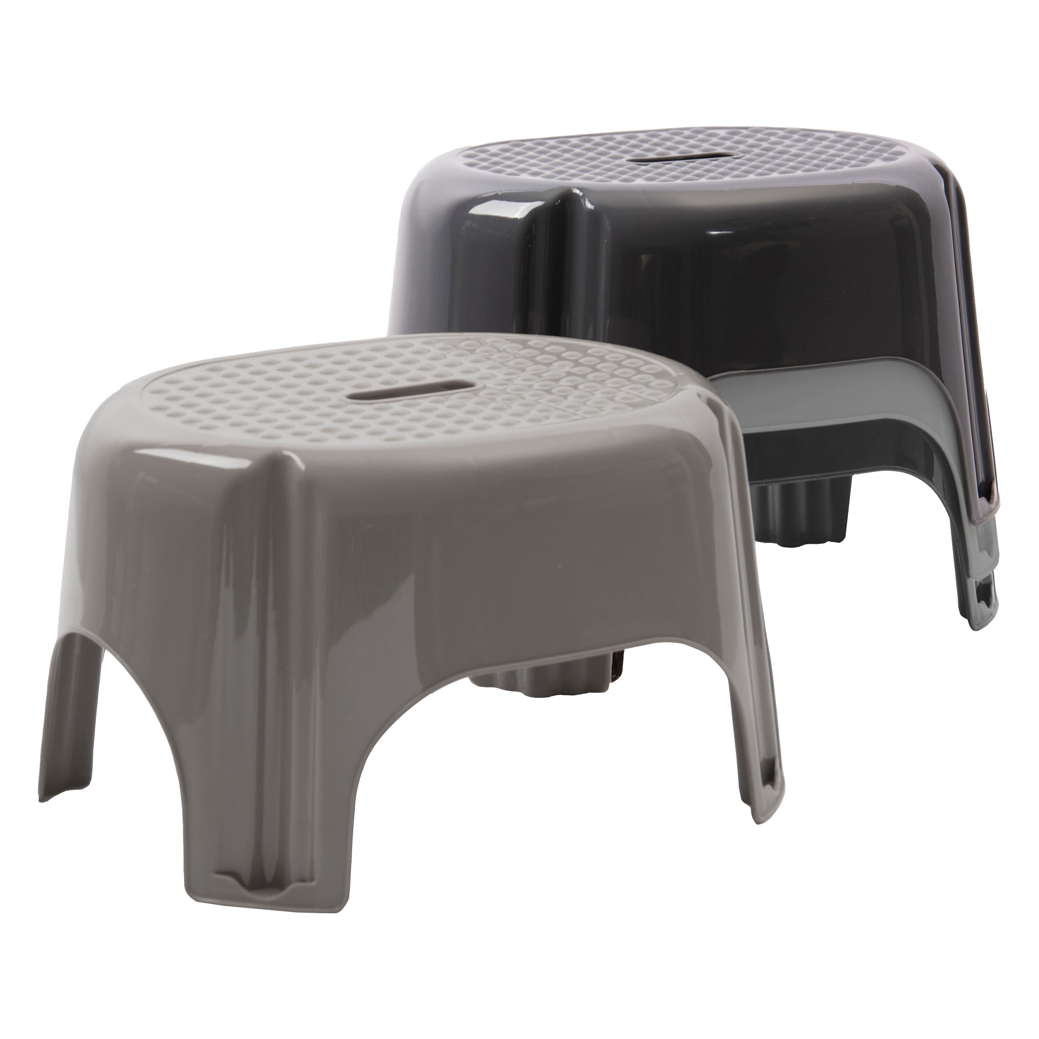 REGENT STOREAWAY HOUSEHOLD PLASTIC STOOL LIGHT OR DARK GREY (MAX. WEIGHT 80KG), 435X345X235MM