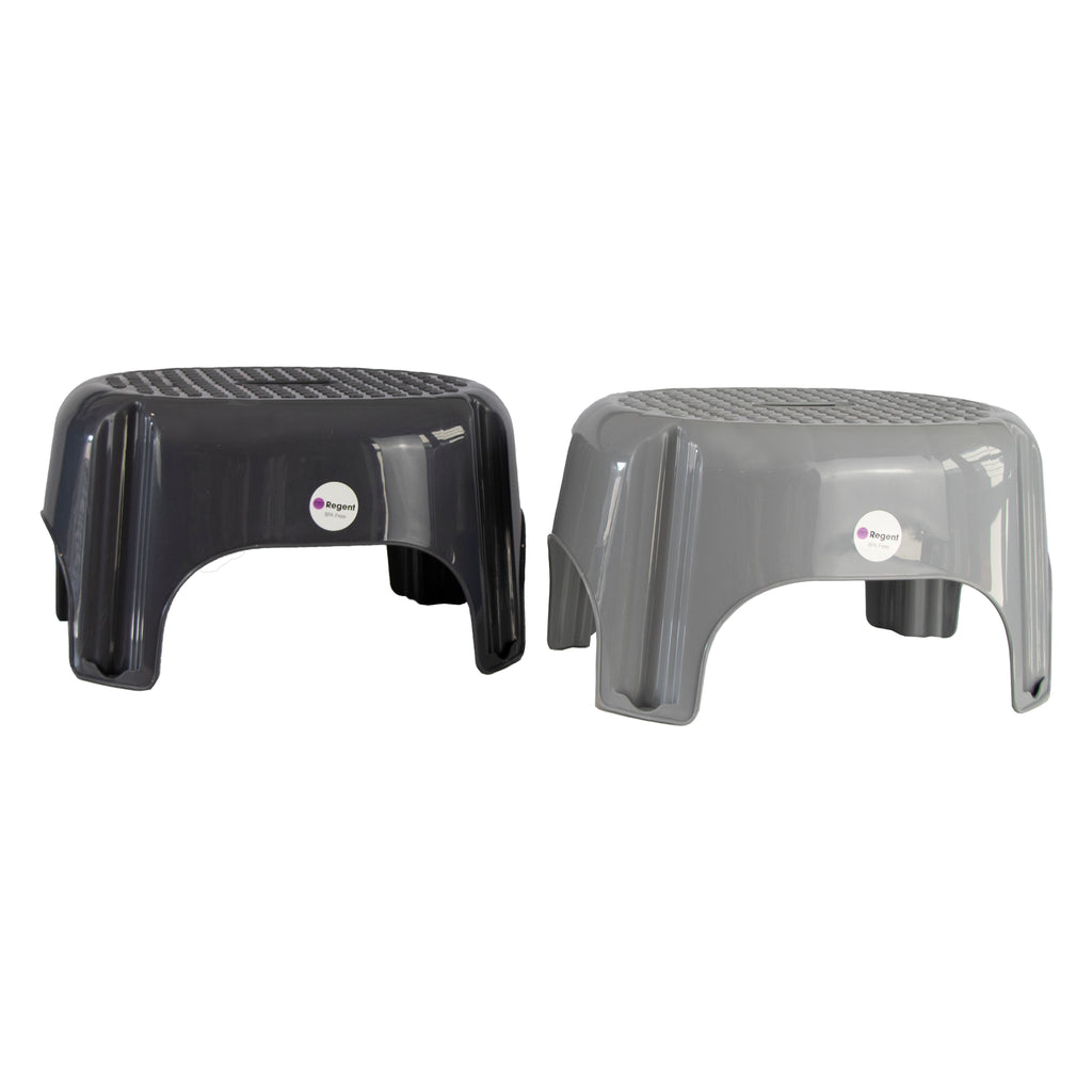 REGENT STOREAWAY HOUSEHOLD PLASTIC STOOL LIGHT OR DARK GREY (MAX. WEIGHT 80KG), 435X345X235MM