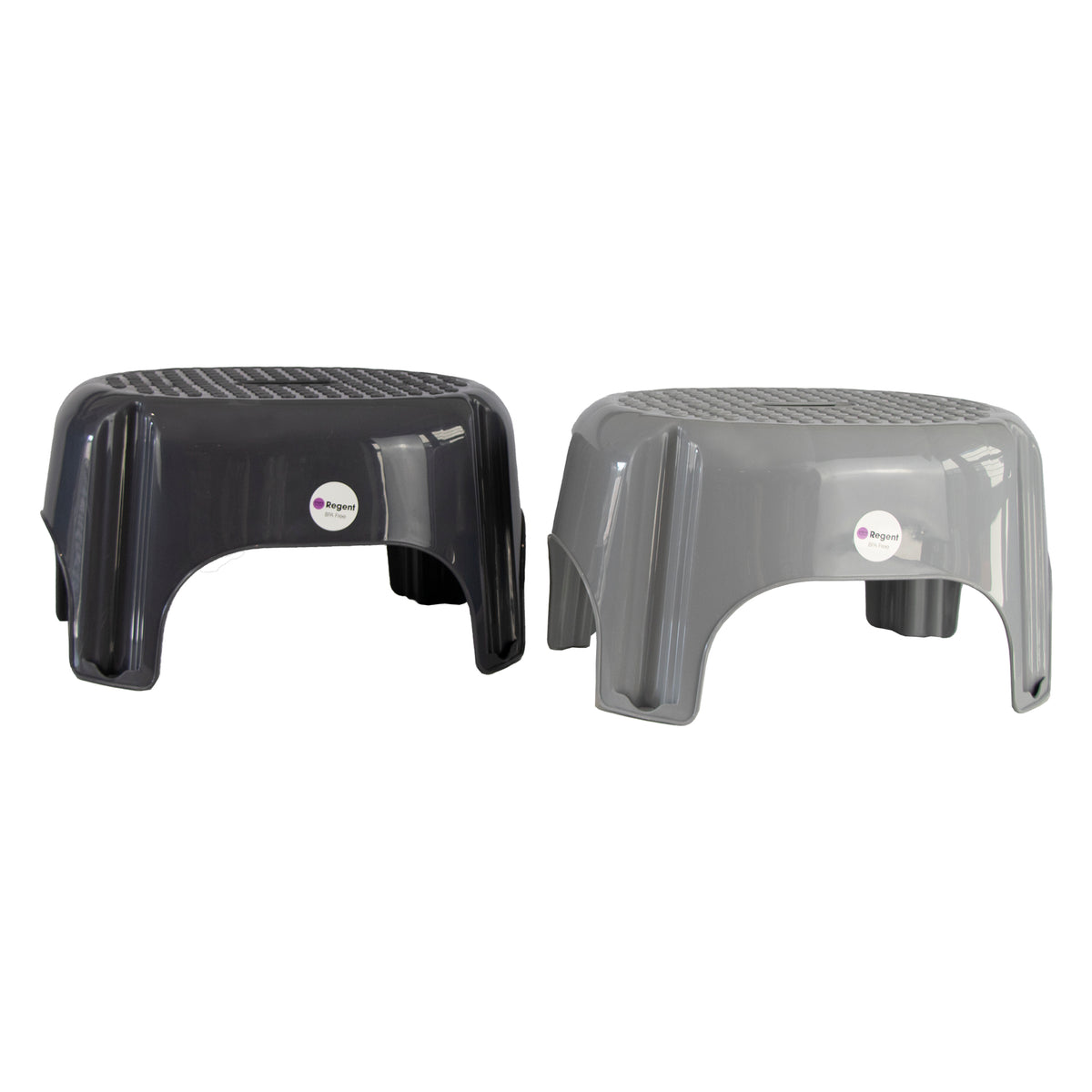 REGENT STOREAWAY HOUSEHOLD PLASTIC STOOL LIGHT OR DARK GREY (MAX. WEIGHT 80KG), 435X345X235MM