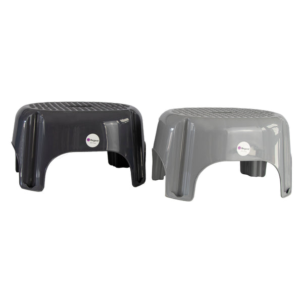 REGENT PLASTIC HOUSEHOLD L STOOL LIGHT & DARK GREY ASSORTED (MAX. WEIGHT 80KG), (435X345X235MM)