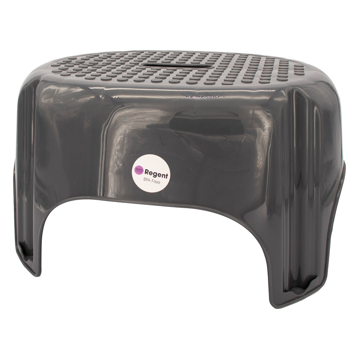 REGENT STOREAWAY HOUSEHOLD PLASTIC STOOL LIGHT OR DARK GREY (MAX. WEIGHT 80KG), 435X345X235MM