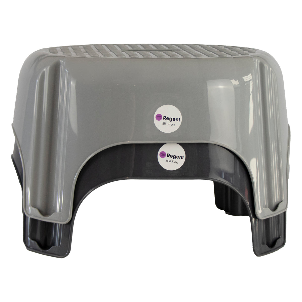 REGENT STOREAWAY HOUSEHOLD PLASTIC STOOL LIGHT OR DARK GREY (MAX. WEIGHT 80KG), 435X345X235MM