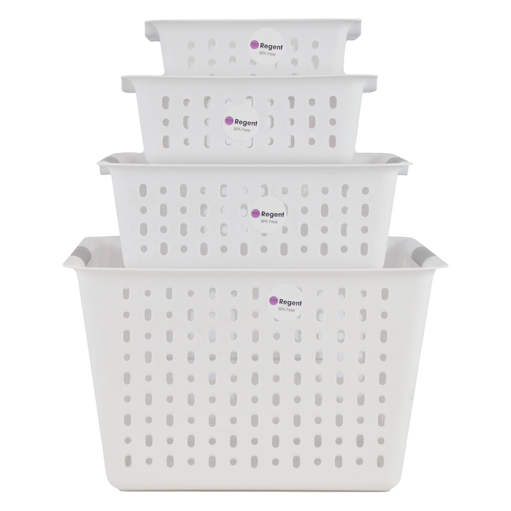 REGENT STOREAWAY CLEAR & GREY PLASTIC WASHDAY BASKET MEDIUM, 280X210X100MM