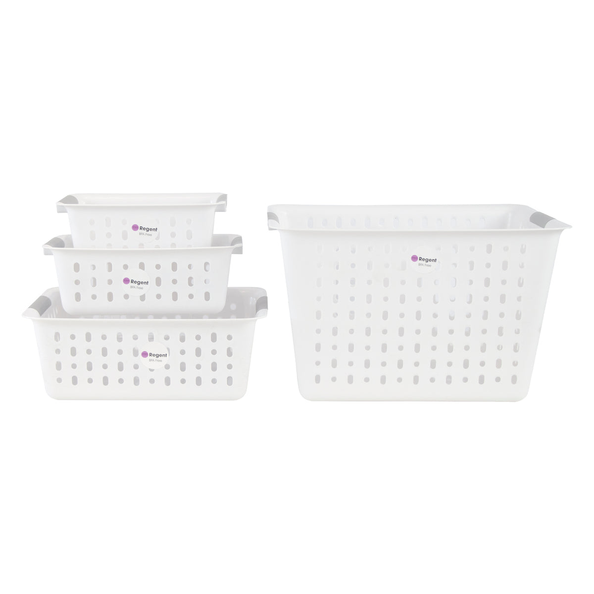 REGENT STOREAWAY CLEAR & GREY PLASTIC WASHDAY BASKET LARGE, 345X280X130MM
