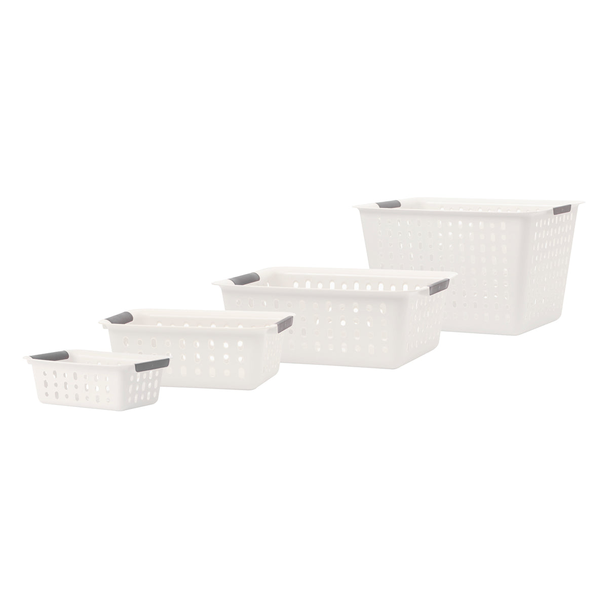 REGENT STOREAWAY CLEAR & GREY PLASTIC WASHDAY BASKET MEDIUM, 280X210X100MM