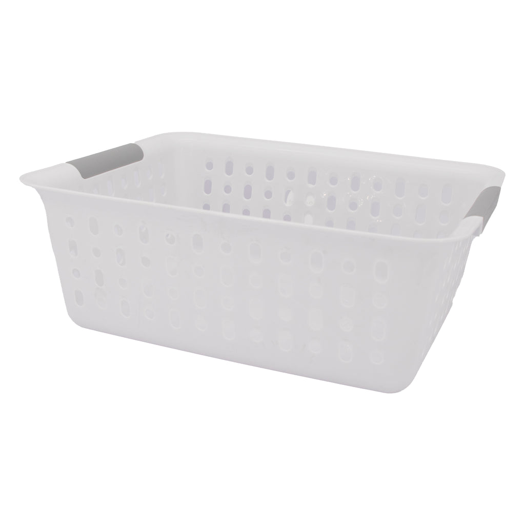 REGENT STOREAWAY CLEAR & GREY PLASTIC WASHDAY BASKET LARGE, 345X280X130MM