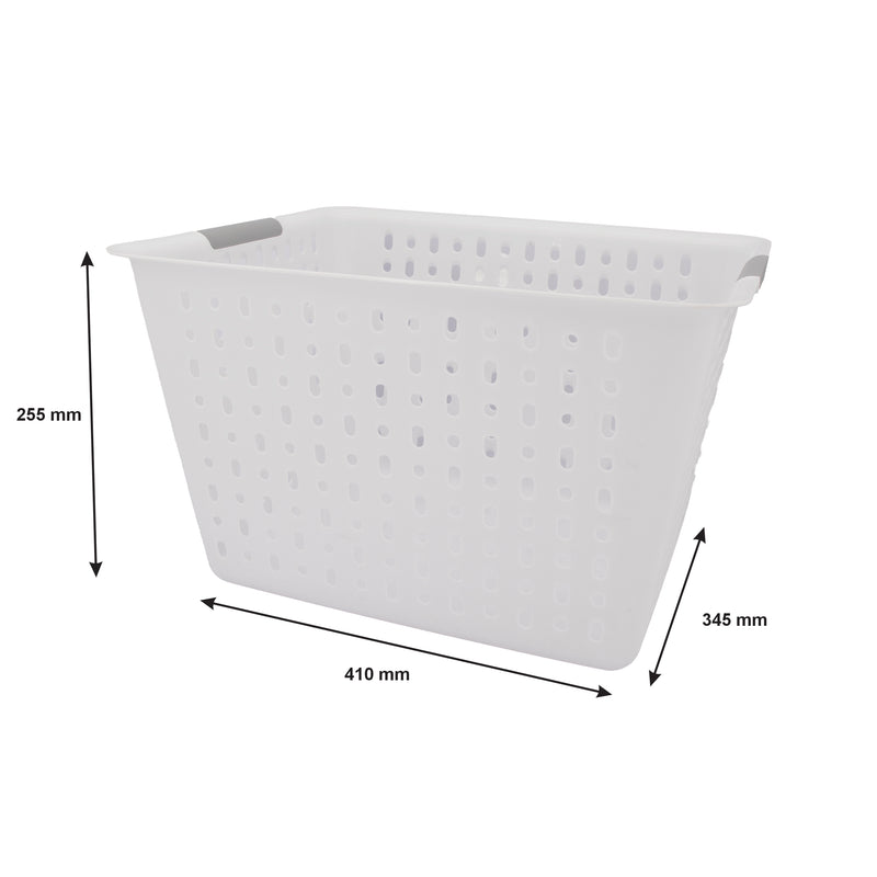 REGENT PLASTIC HARMONY LINE DEEP STORAGE BASKET WITH GRIP HANDLES CLEAR & GREY, (410X345X255MM)
