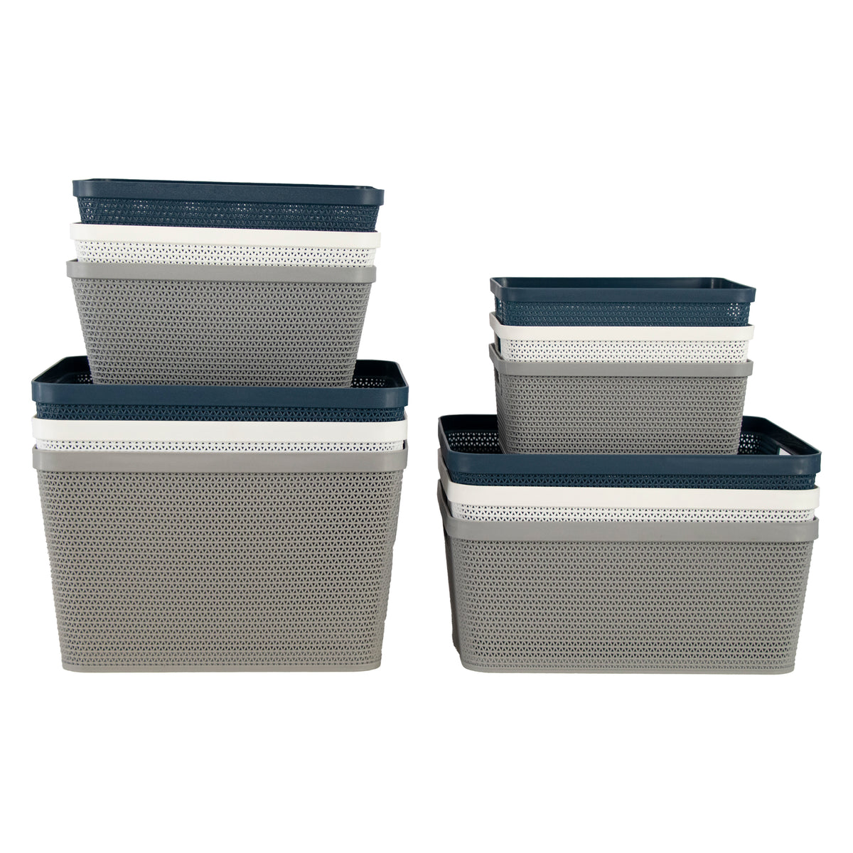REGENT STOREAWAY PLASTIC LATTICE BASKET LGE. DEEP ASST. COLOURS BLUE, GREY & WHITE, 360X295X215MM