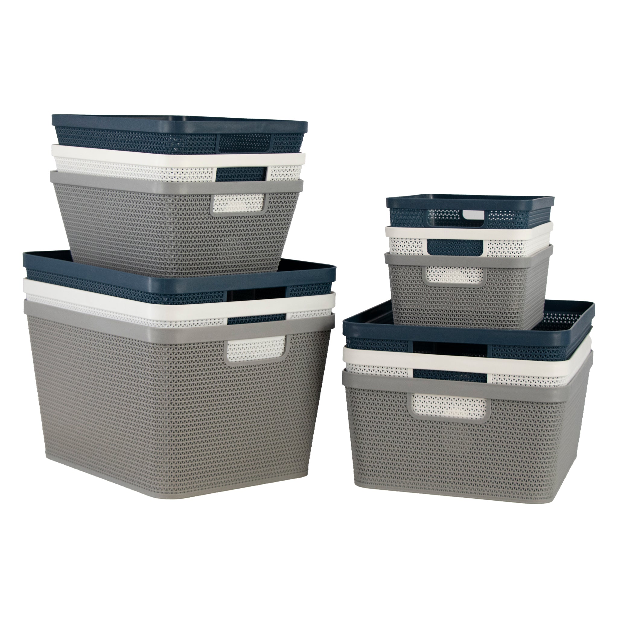 REGENT STOREAWAY PLASTIC LATTICE BASKET LGE. DEEP ASST. COLOURS BLUE, GREY & WHITE, 360X295X215MM
