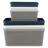 REGENT STOREAWAY PLASTIC LATTICE BASKET SMALL, ASST. COLOURS BLUE, GREY & WHITE, 250X195X105MM