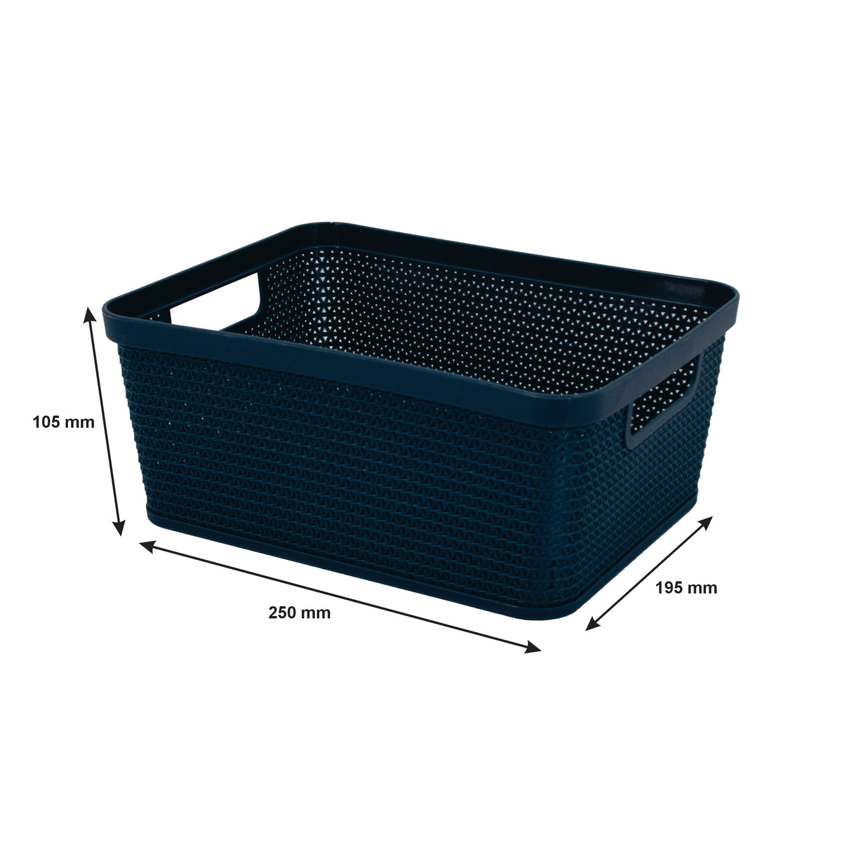REGENT STOREAWAY PLASTIC LATTICE BASKET SMALL, ASST. COLOURS BLUE, GREY & WHITE, 250X195X105MM