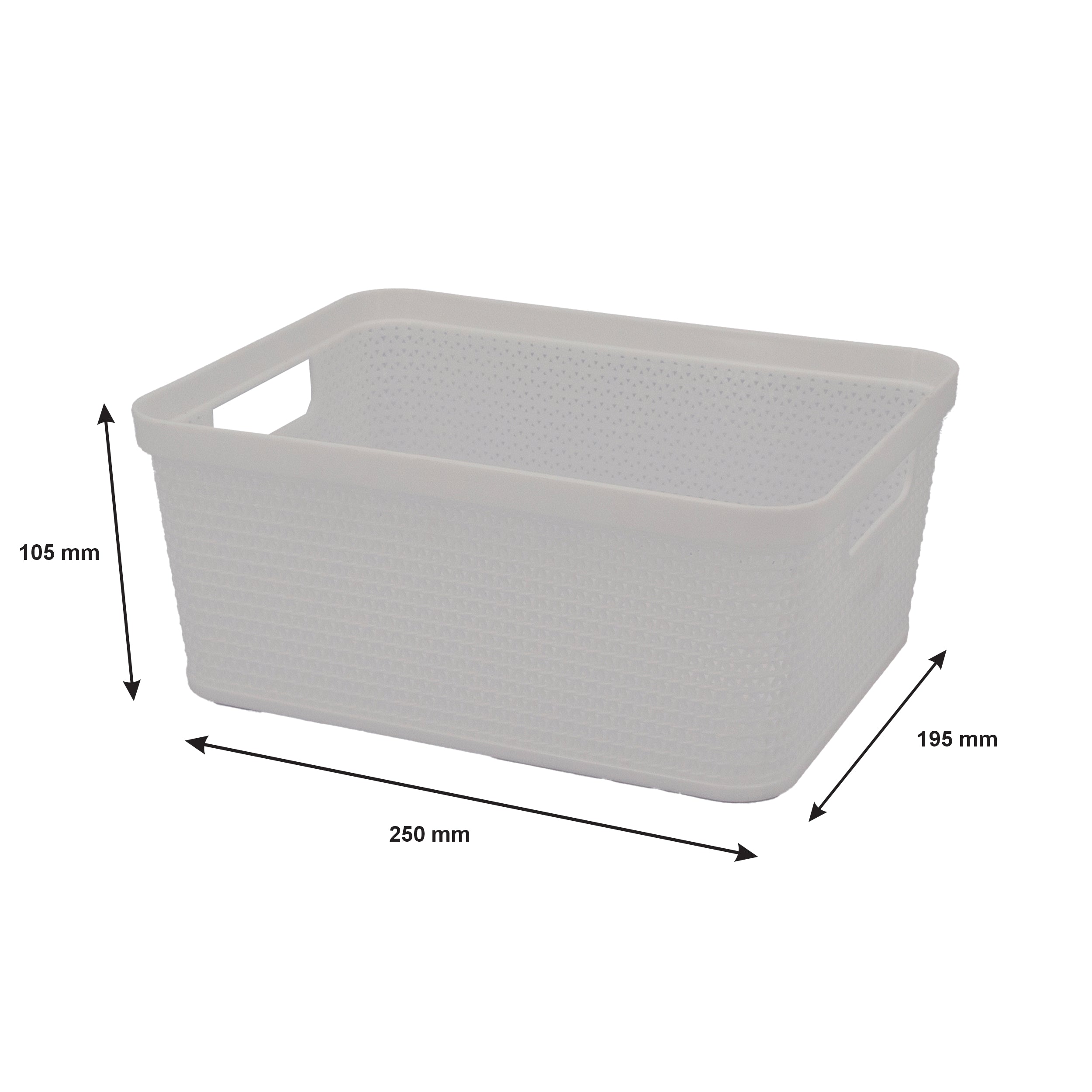 REGENT STOREAWAY PLASTIC LATTICE BASKET SMALL, ASST. COLOURS BLUE, GREY & WHITE, 250X195X105MM