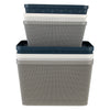 REGENT PLASTIC NEW KNIT BASKET MED, ASST. COLOURS BLUE, GREY AND WHITE (295X235X130MM)