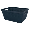 REGENT PLASTIC NEW KNIT BASKET MED, ASST. COLOURS BLUE, GREY AND WHITE (295X235X130MM)