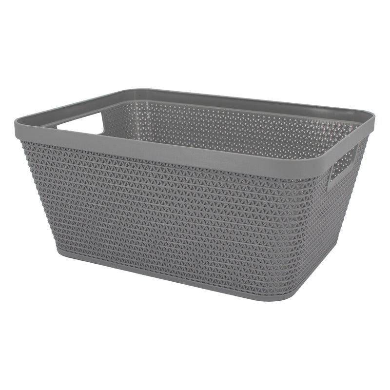 REGENT PLASTIC NEW KNIT BASKET MED, ASST. COLOURS BLUE, GREY AND WHITE (295X235X130MM)