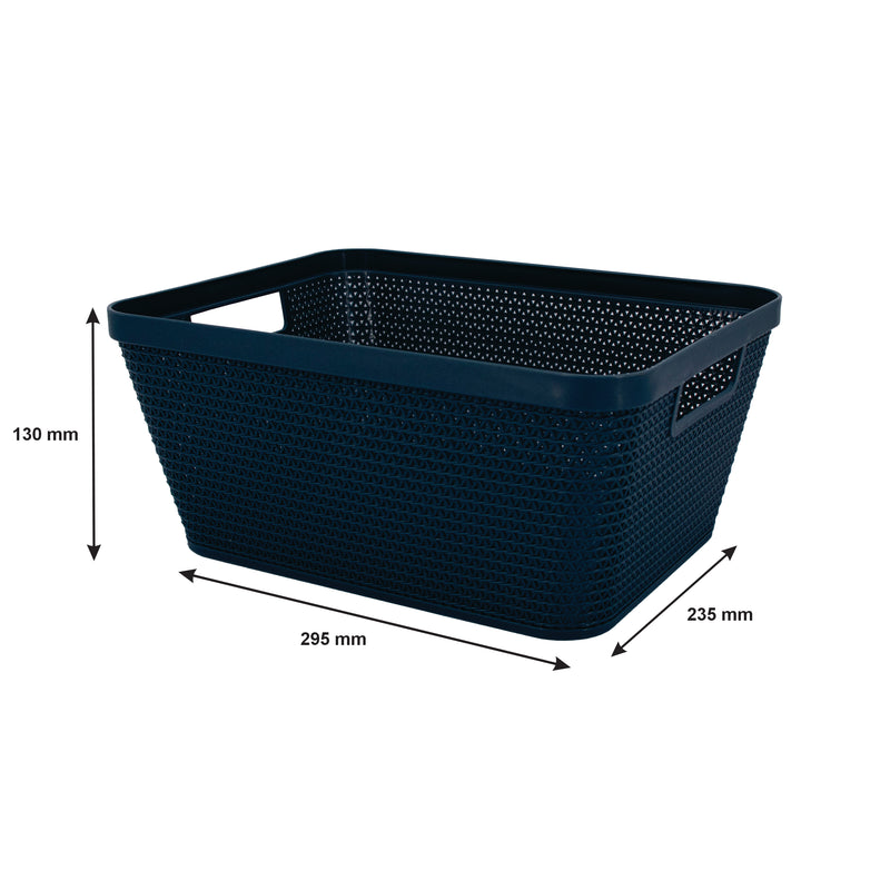 REGENT PLASTIC NEW KNIT BASKET MED, ASST. COLOURS BLUE, GREY AND WHITE (295X235X130MM)