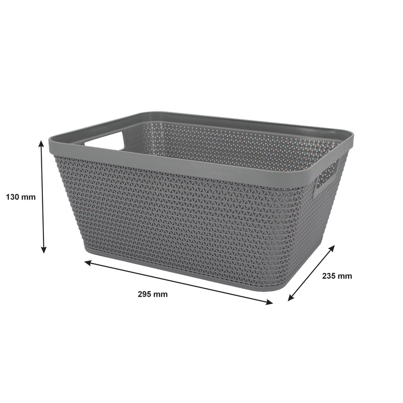 REGENT PLASTIC NEW KNIT BASKET MED, ASST. COLOURS BLUE, GREY AND WHITE (295X235X130MM)