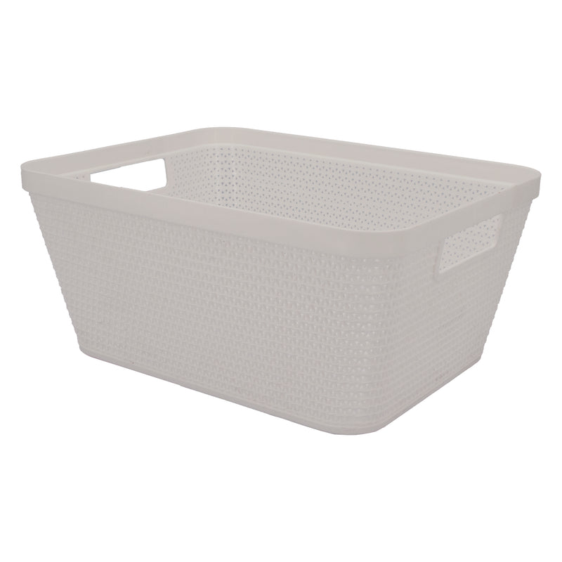 REGENT PLASTIC NEW KNIT BASKET MED, ASST. COLOURS BLUE, GREY AND WHITE (295X235X130MM)
