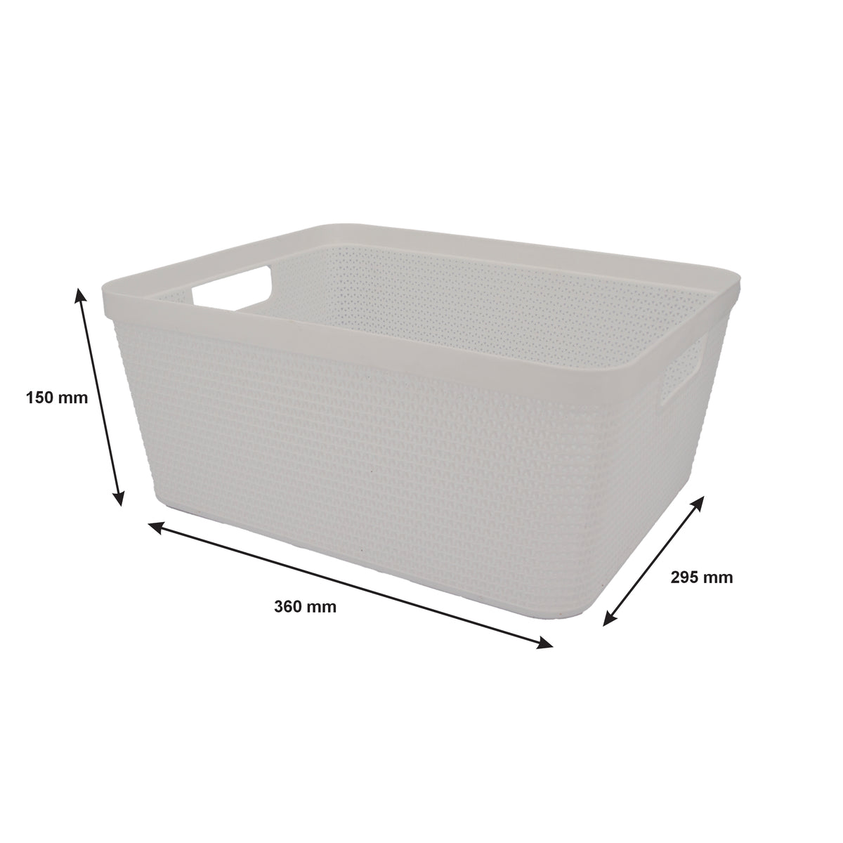 REGENT STOREAWAY PLASTIC LATTICE BASKET LARGE ASST. COLOURS BLUE, GREY & WHITE, 360X295X150MM