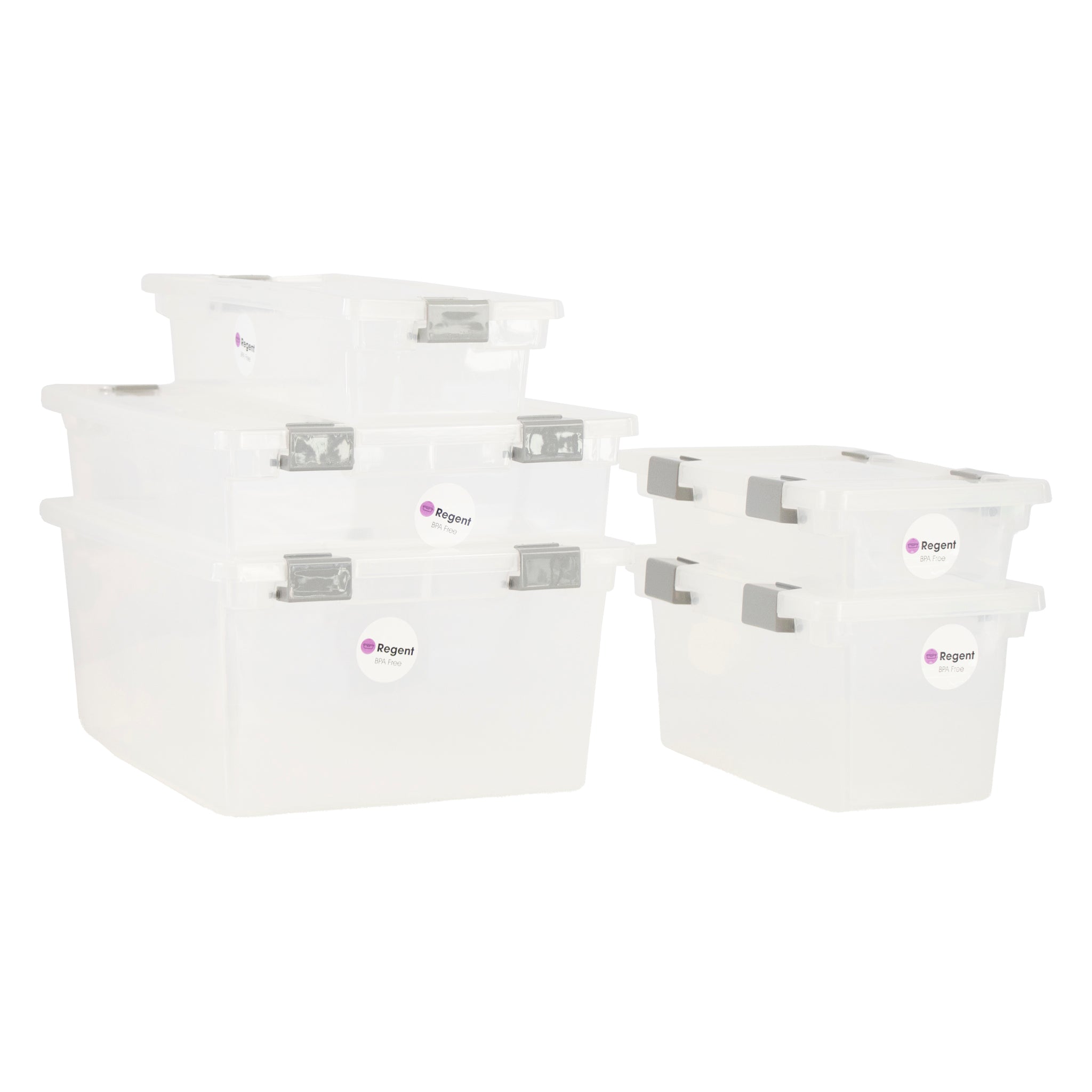 REGENT STOREAWAY PLASTIC CLIP DEEP BOX LARGE, CLEAR & GREY, 355X280X160MM