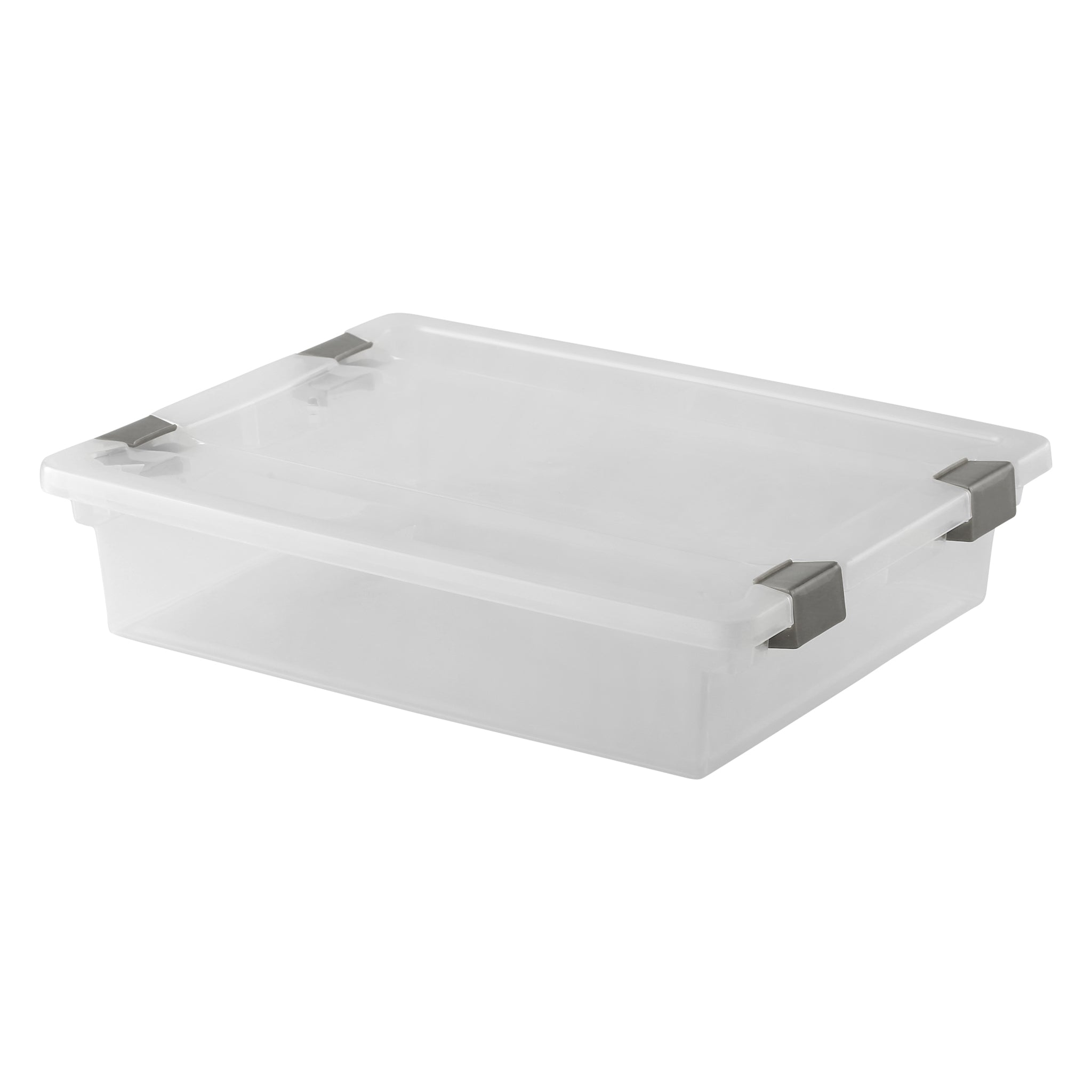 REGENT STOREAWAY PLASTIC CLIP BOX LARGE, CLEAR & GREY, 355X280X85MM