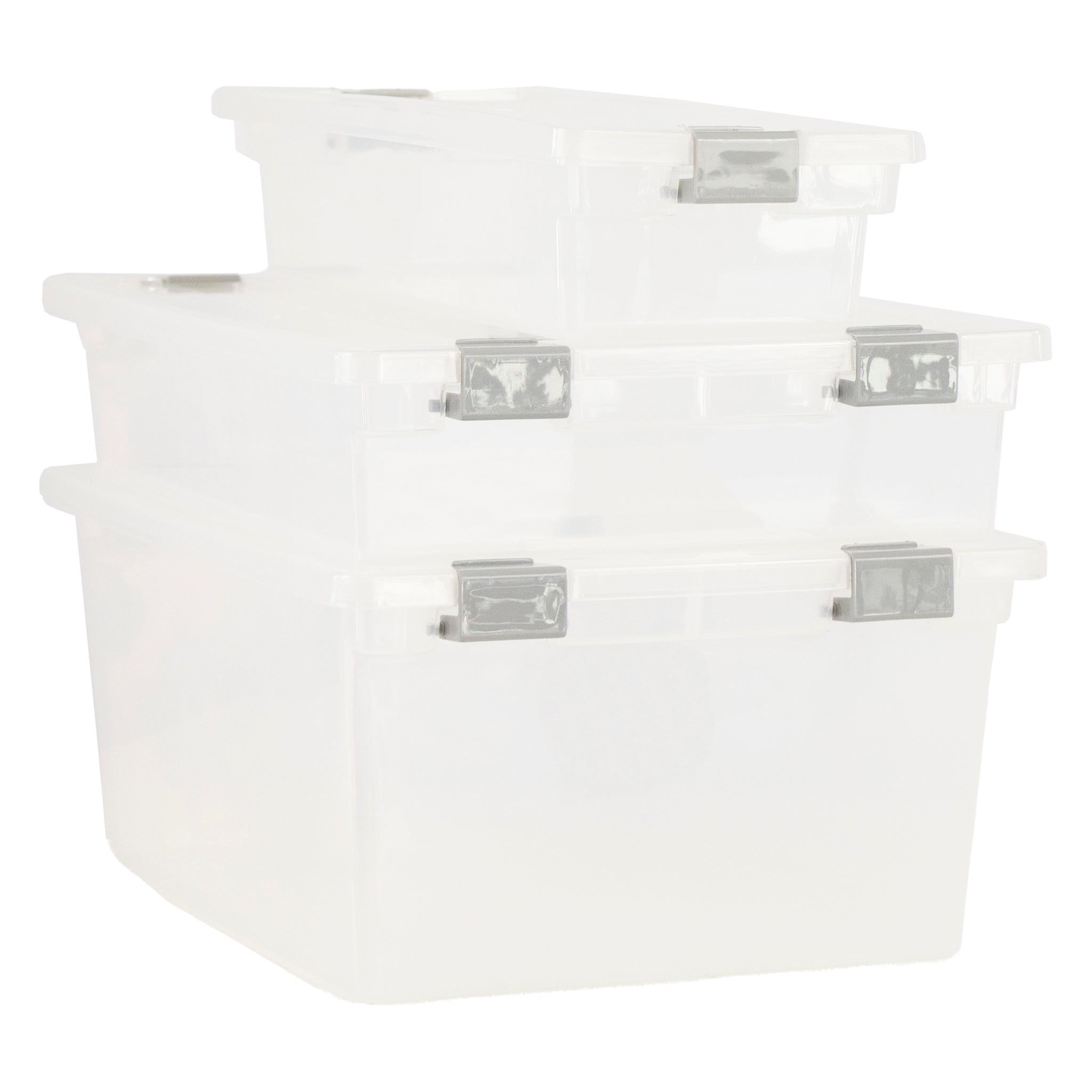 REGENT STOREAWAY PLASTIC CLIP DEEP BOX LARGE, CLEAR & GREY, 355X280X160MM
