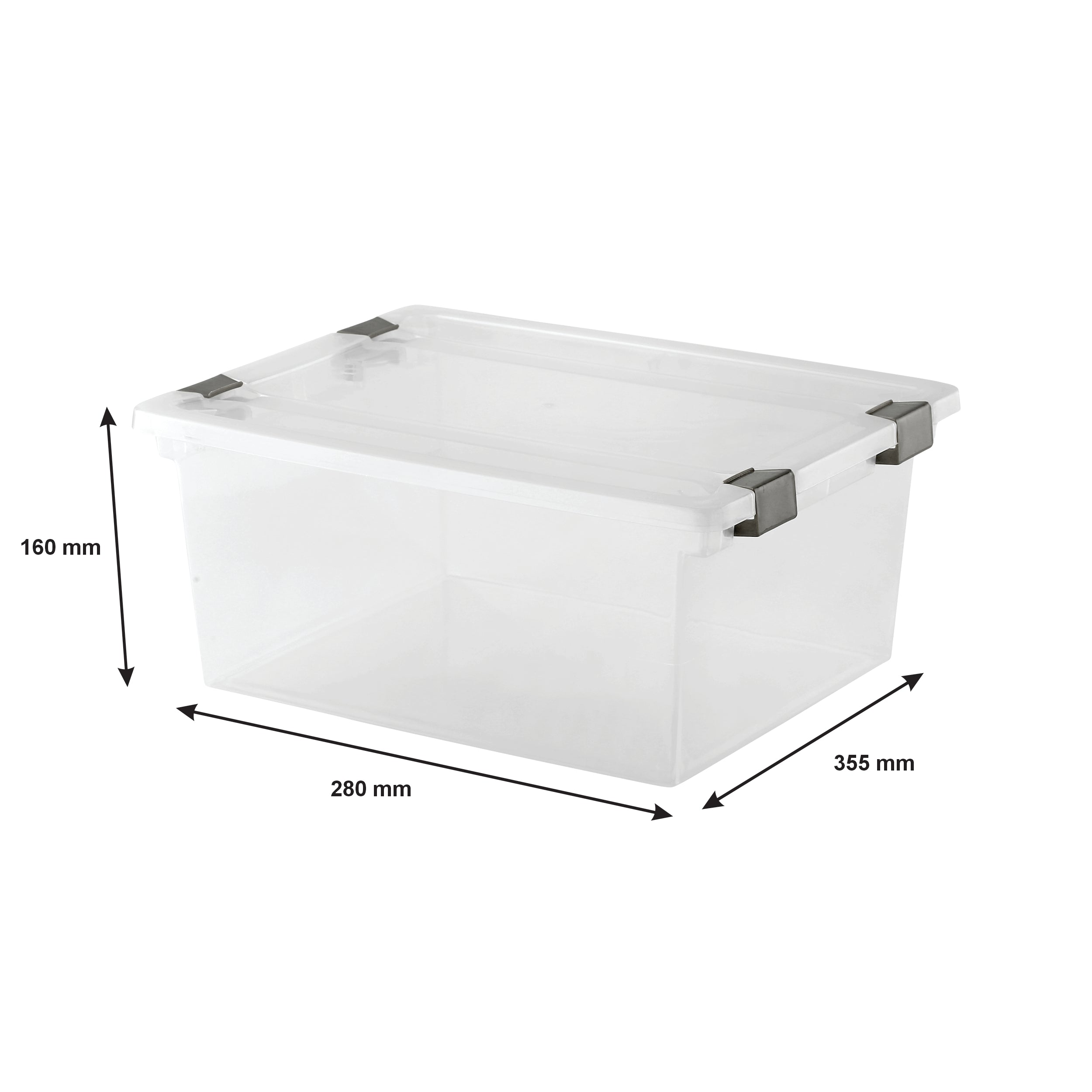 REGENT STOREAWAY PLASTIC CLIP DEEP BOX LARGE, CLEAR & GREY, 355X280X160MM