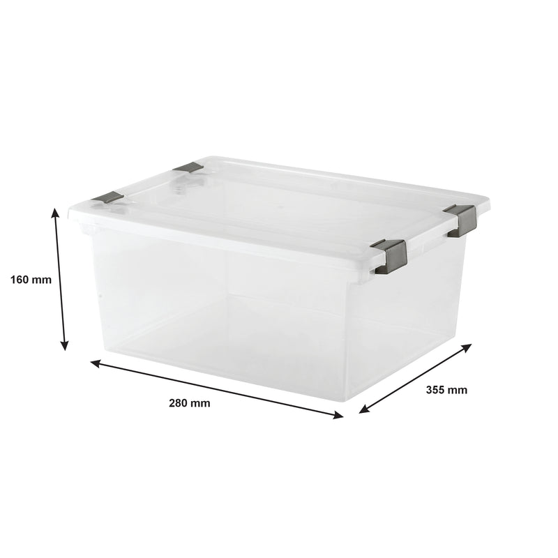 REGENT PLASTIC CLIPPY DEEP BOX LARGE, CLEAR & GREY, (355X280X160MM)