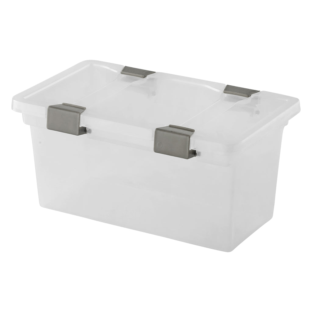 REGENT STOREAWAY CLEAR PLASTIC BOX WITH GREY CLIPS MEDIUM, 275X165X135MM
