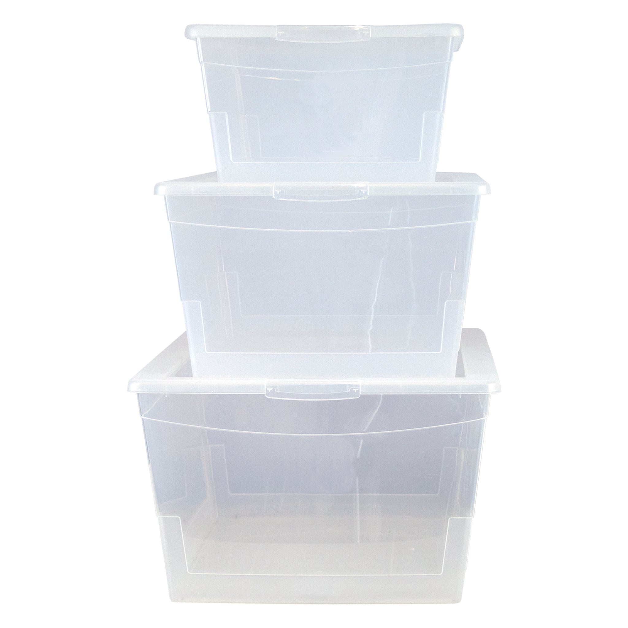 REGENT STOREAWAY PLASTIC NEST AND LID STORAGE BOX XX-LARGE CLEAR, 21L - 450X320X200MM