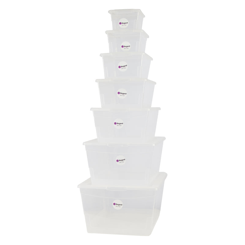 REGENT PLASTIC KEY SQUARE STORAGE BOX CLEAR, 2.1LT (200X160X100MM)
