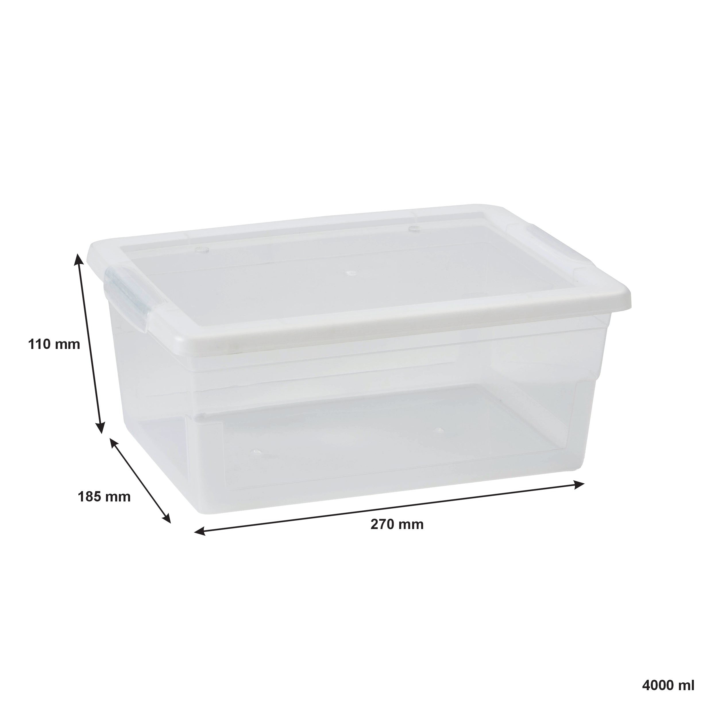REGENT STOREAWAY PLASTIC NEST AND LID STORAGE BOX CLEAR, 4L - 270X185X110MM