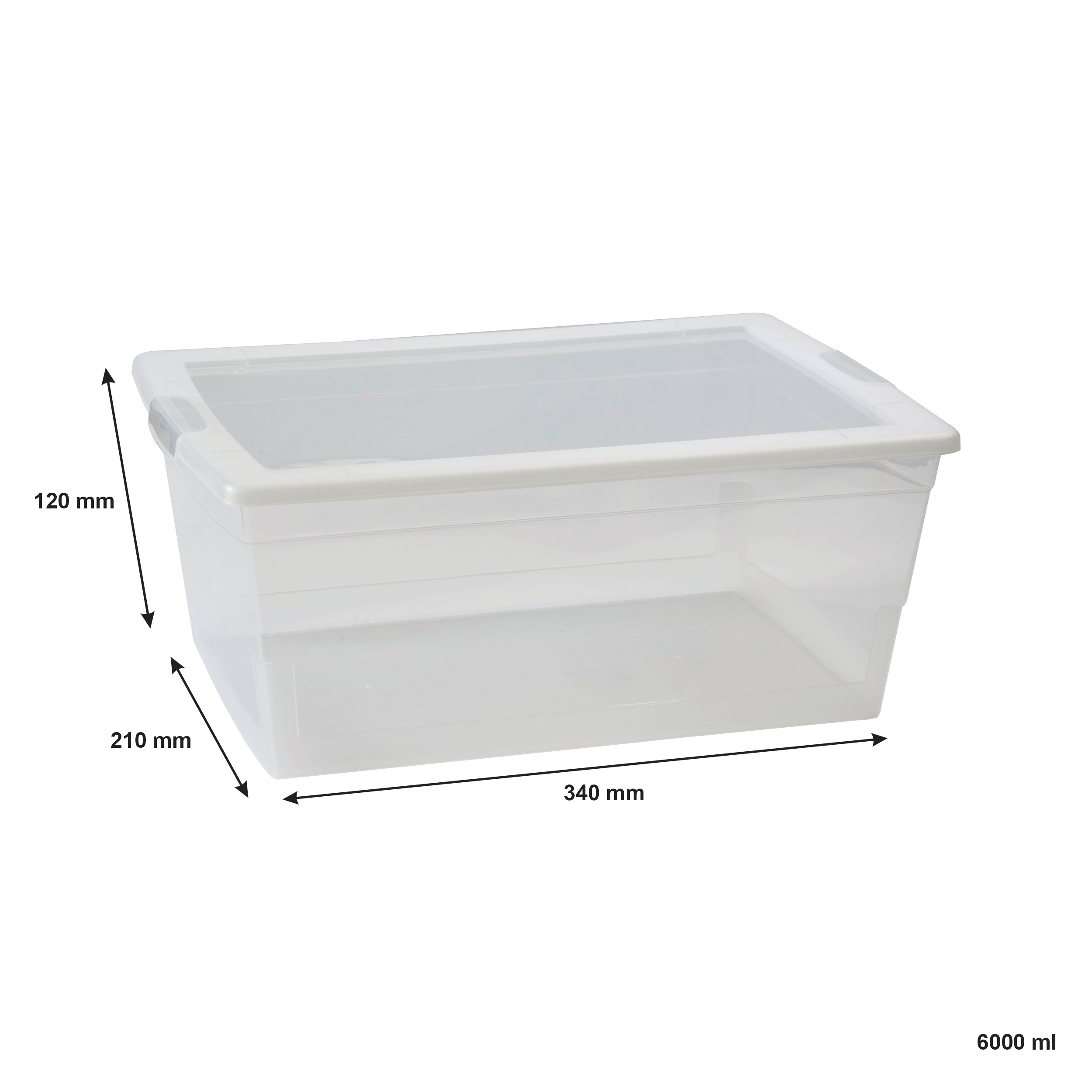REGENT STOREAWAY PLASTIC NEST AND LID STORAGE BOX  MEDIUM CLEAR, 6L - 340X210X120MM