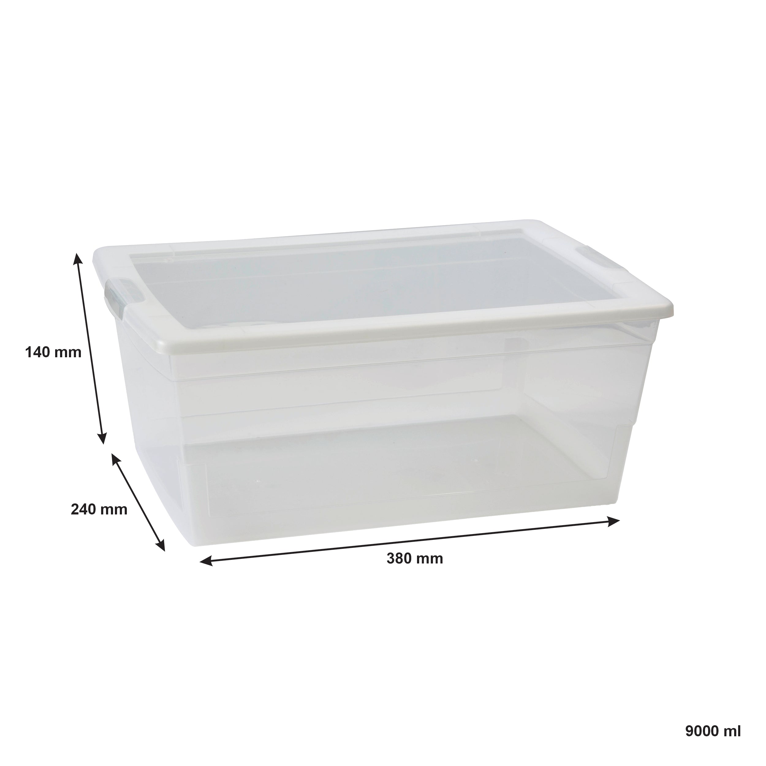 REGENT STOREAWAY PLASTIC NEST AND LID STORAGE BOX LARGE CLEAR, 9L (380X240X140MM)