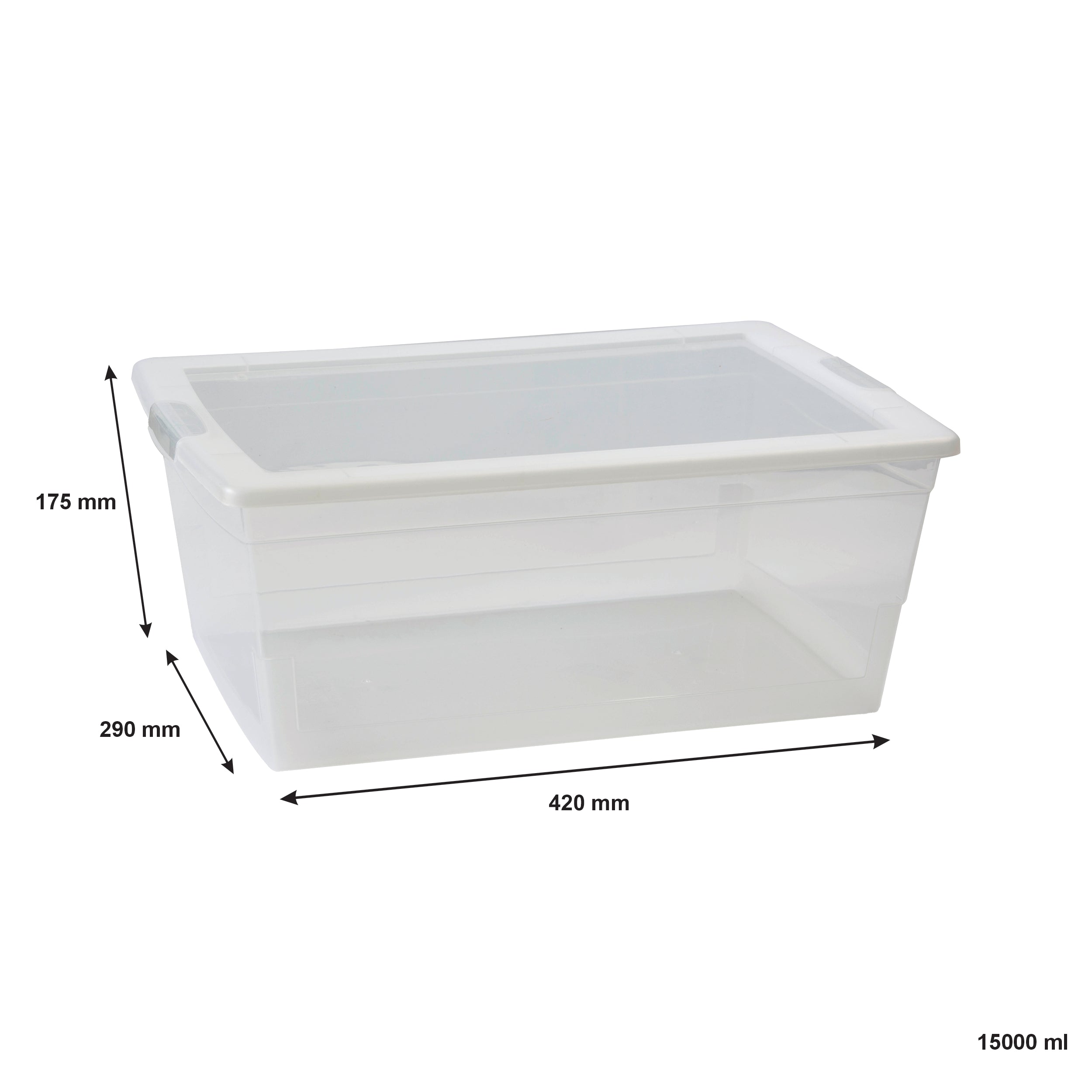 REGENT STOREAWAY PLASTIC NEST AND LID STORAGE BOX  X-LARGE CLEAR, 15L - 420X290X175MM